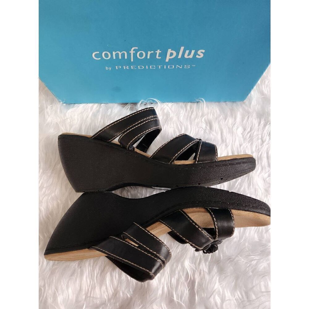 Comfort Plus By Predictions Womens Size 9.5 black Heel Sandals with box - Picture 3 of 6